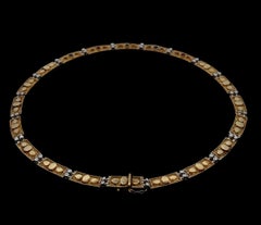 Vintage 18k Solid Gold High Quality Emerald Ruby Sapphire Diamond Link Necklace