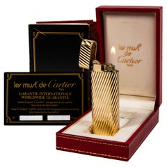 Vintage 18k Solid Gold Jacket CARTIER Les Must Lighter in Box 1970s