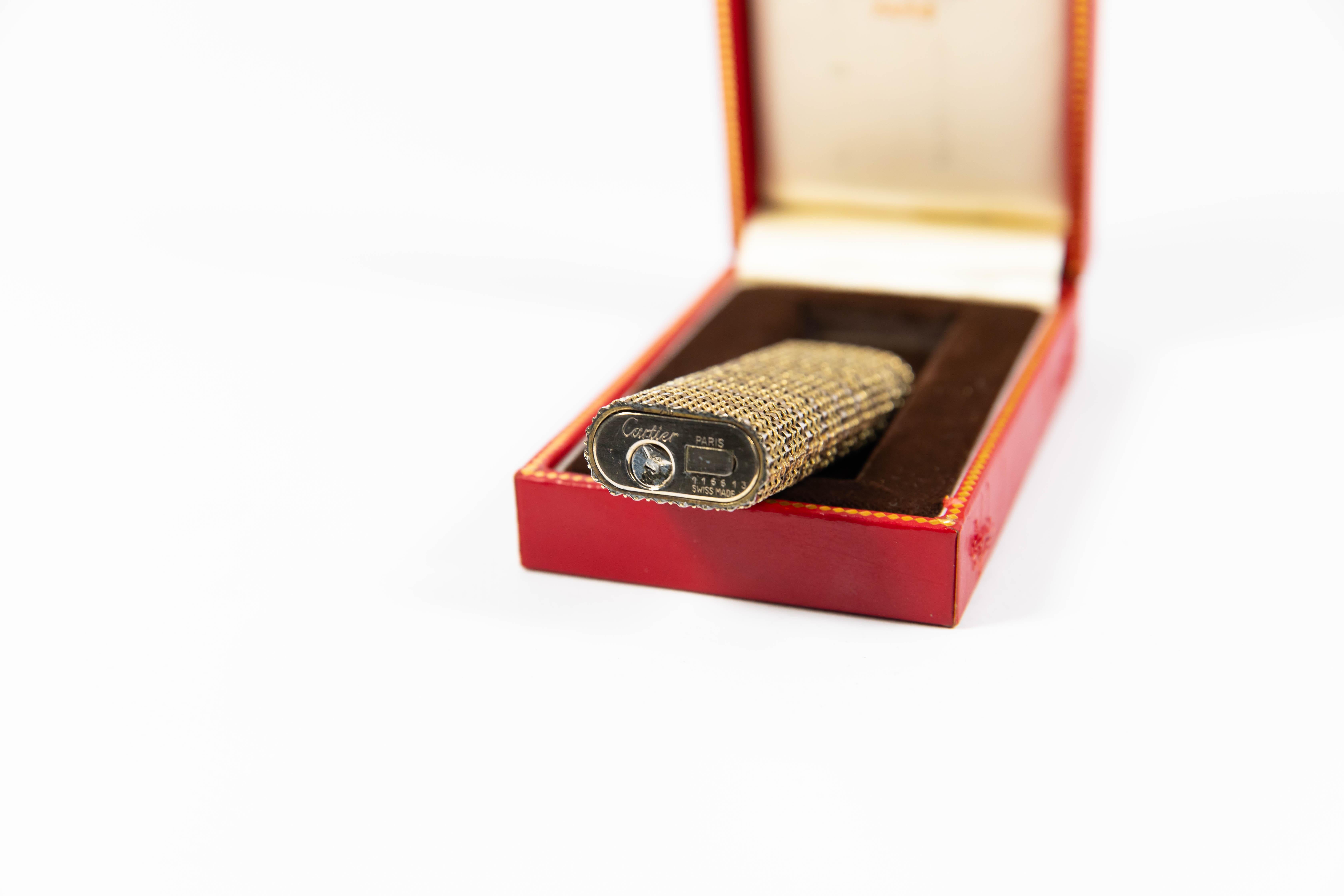 Vintage 18K Solid Gold Sleeved Cartier Les Must lighter Complete In Box 1970s 5
