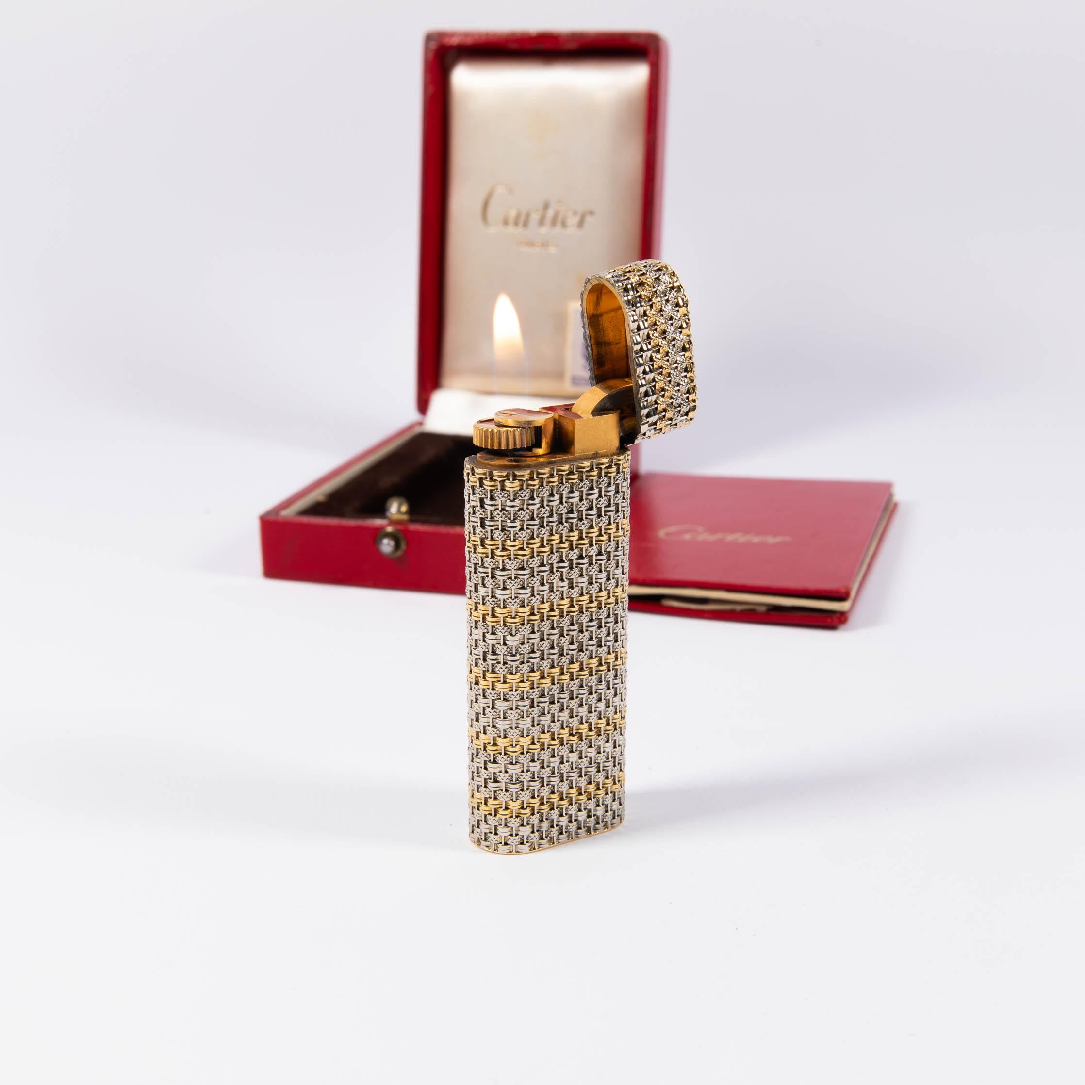 Vintage 18K Solid Gold Sleeved Cartier Les Must lighter Complete In Box 1970s 6