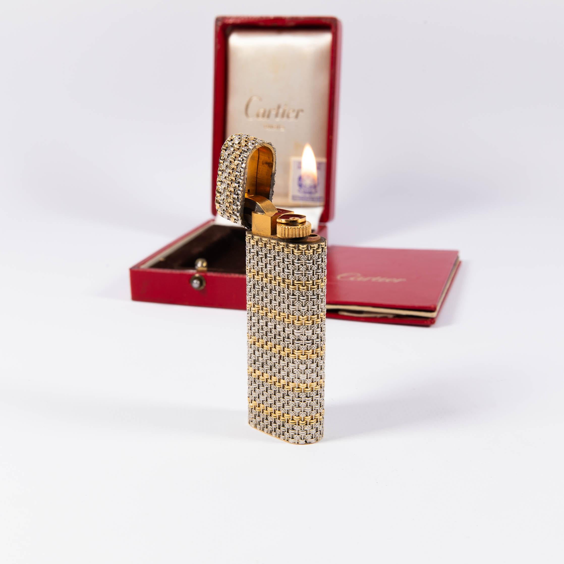 Vintage 18K Solid Gold Sleeved Cartier Les Must lighter Complete In Box 1970s 7