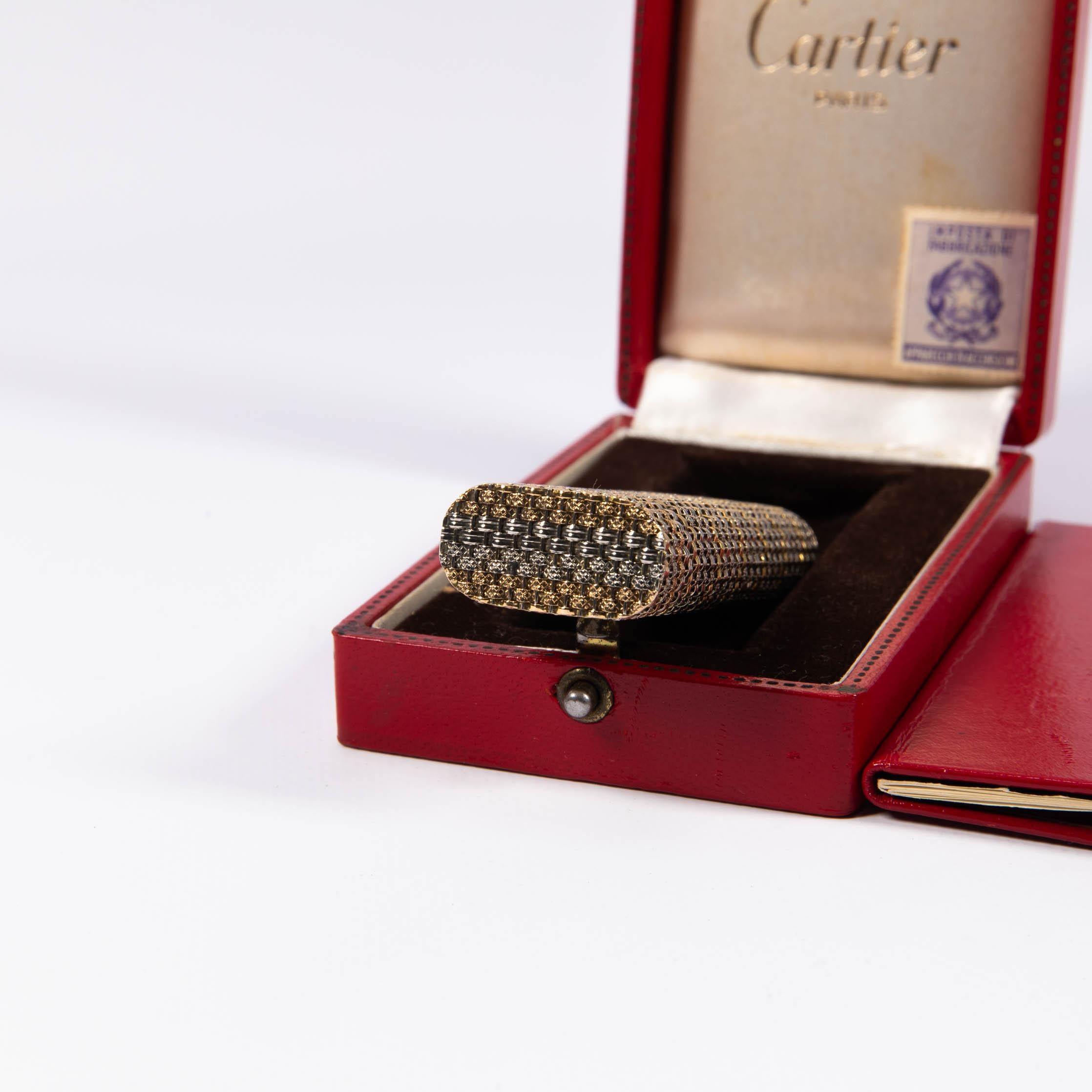 Vintage 18K Solid Gold Sleeved Cartier Les Must lighter Complete In Box 1970s 8