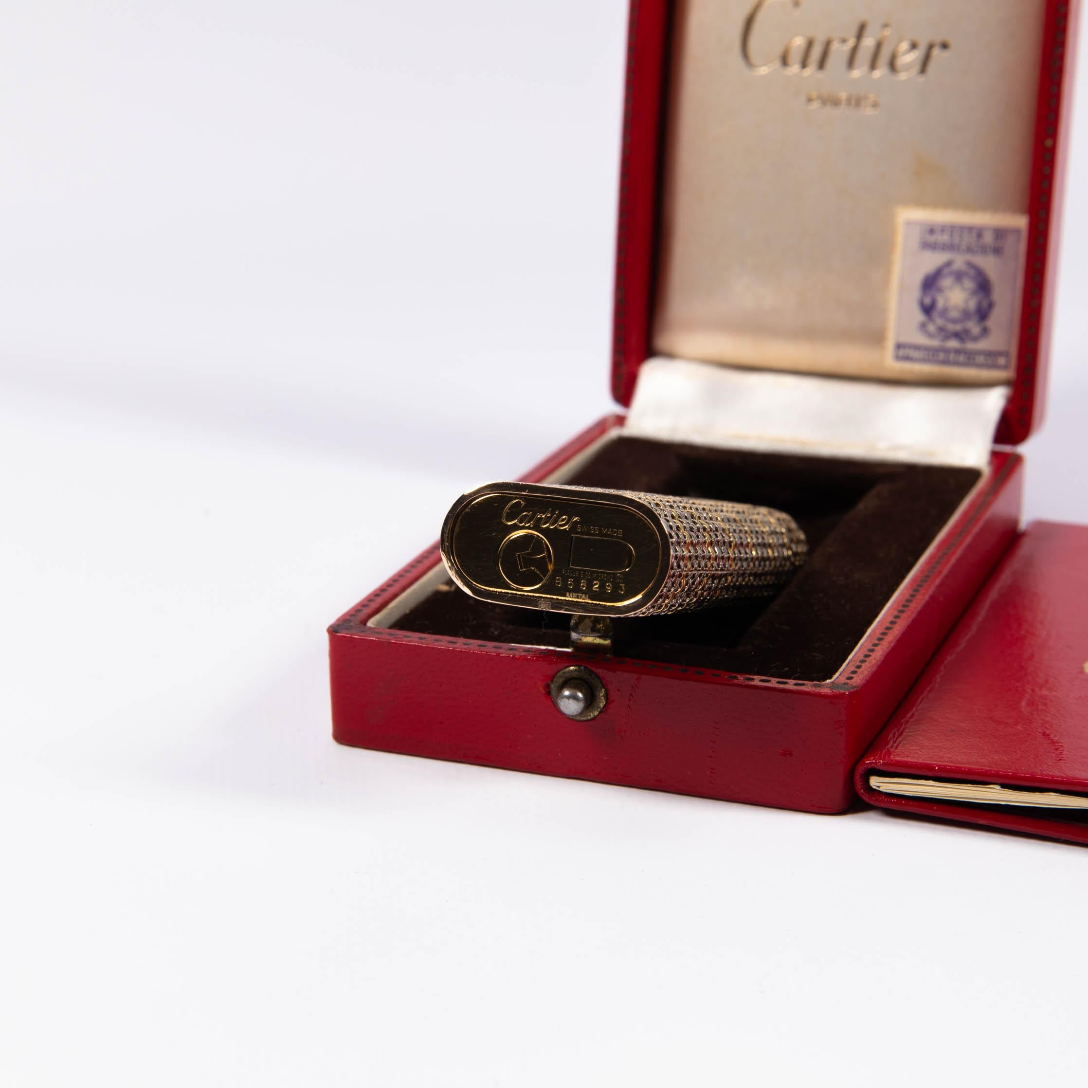 Vintage 18K Solid Gold Sleeved Cartier Les Must lighter Complete In Box 1970s 9