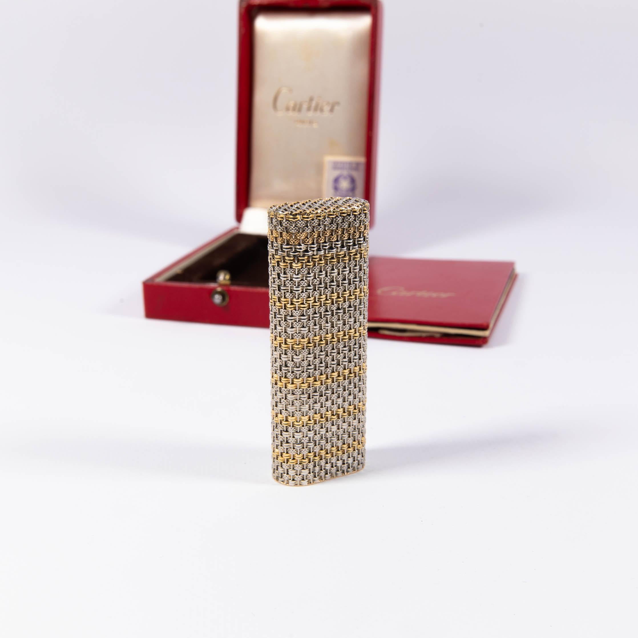 Vintage 18K Solid Gold Sleeved Cartier Les Must lighter Complete In Box 1970s 3