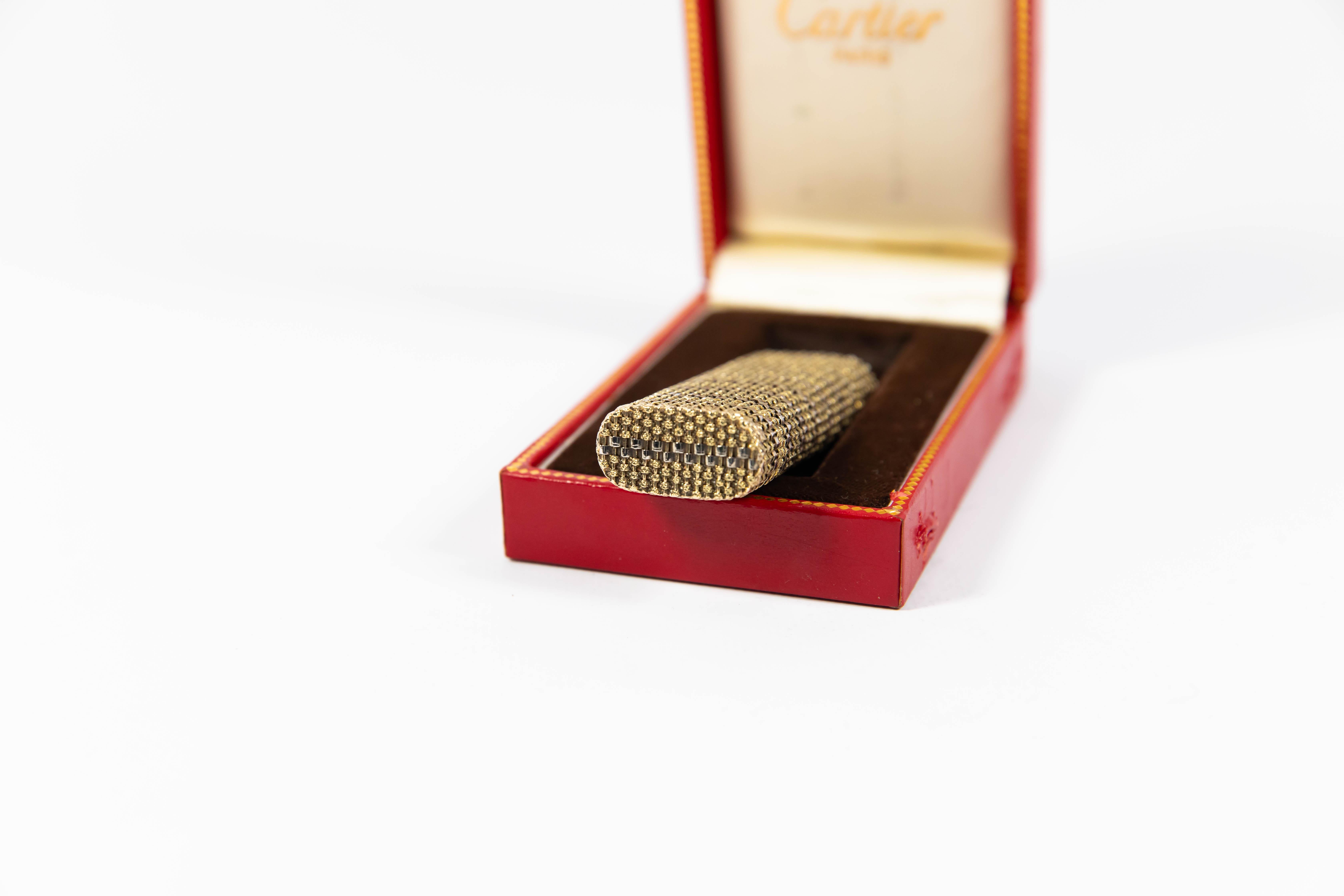Cartier Les Must, briquet vintage à manches en or massif 18 carats, complet dans sa boîte, années 1970 2