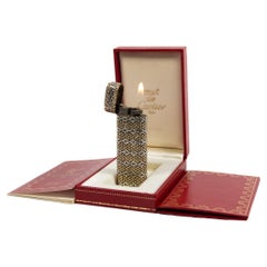 Vintage 18K Solid Gold Sleeved Cartier Les Must lighter Complete In Box 1970s