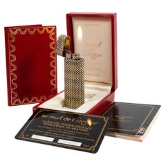 Vintage 18K Solid Gold sleeved Cartier Les must Lighter Complete in box 1970s