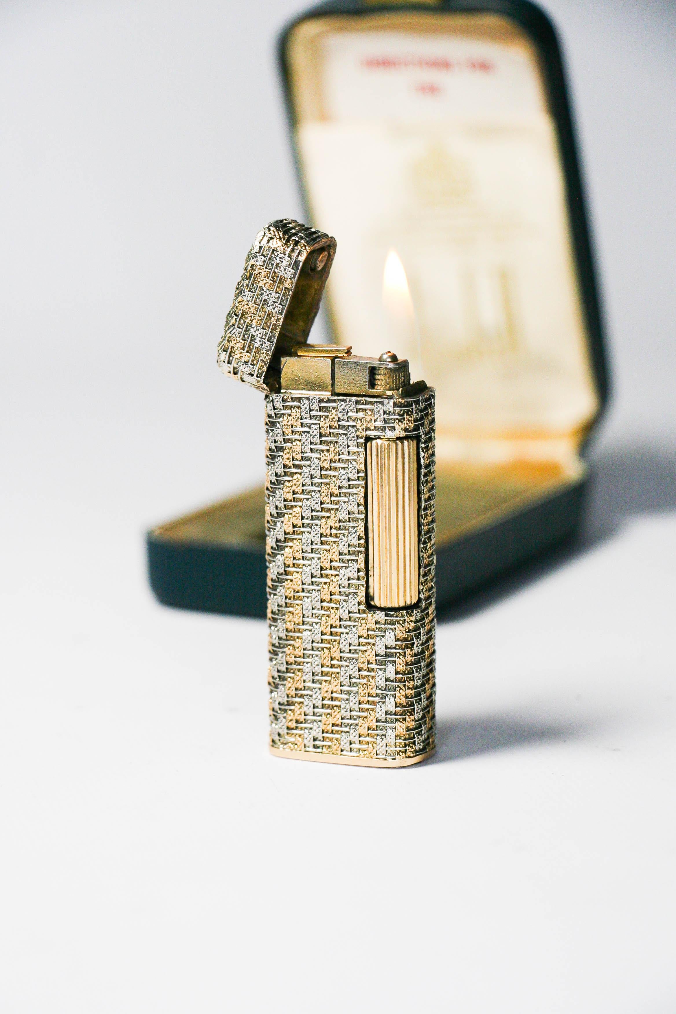 Vintage 18K Solid Gold Sleeved Dunhill Rollagas Lighter Complete In Box