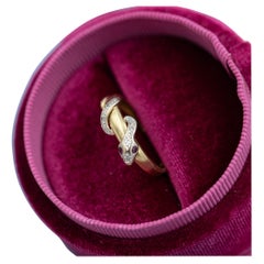 Anillo vintage de serpiente de oro macizo de 18 quilates, con diamantes, símbolo victoriano del amor eterno