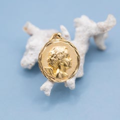 Vintage 18k solid Yellow Gold Cherub Pendant – French Hallmark, Good Luck Charm