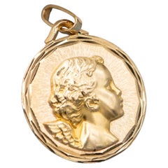 Vintage 18k solid Yellow Gold Cherub Pendant – French Hallmark, Good Luck Charm