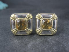 Vintage 18k Sterling Citrine French Back Earrings
