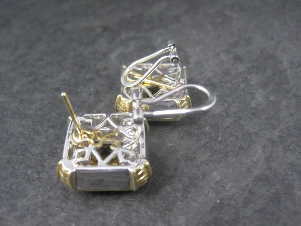 Vintage 18k Sterling Citrin Französisch zurück Ohrringe Damen im Angebot