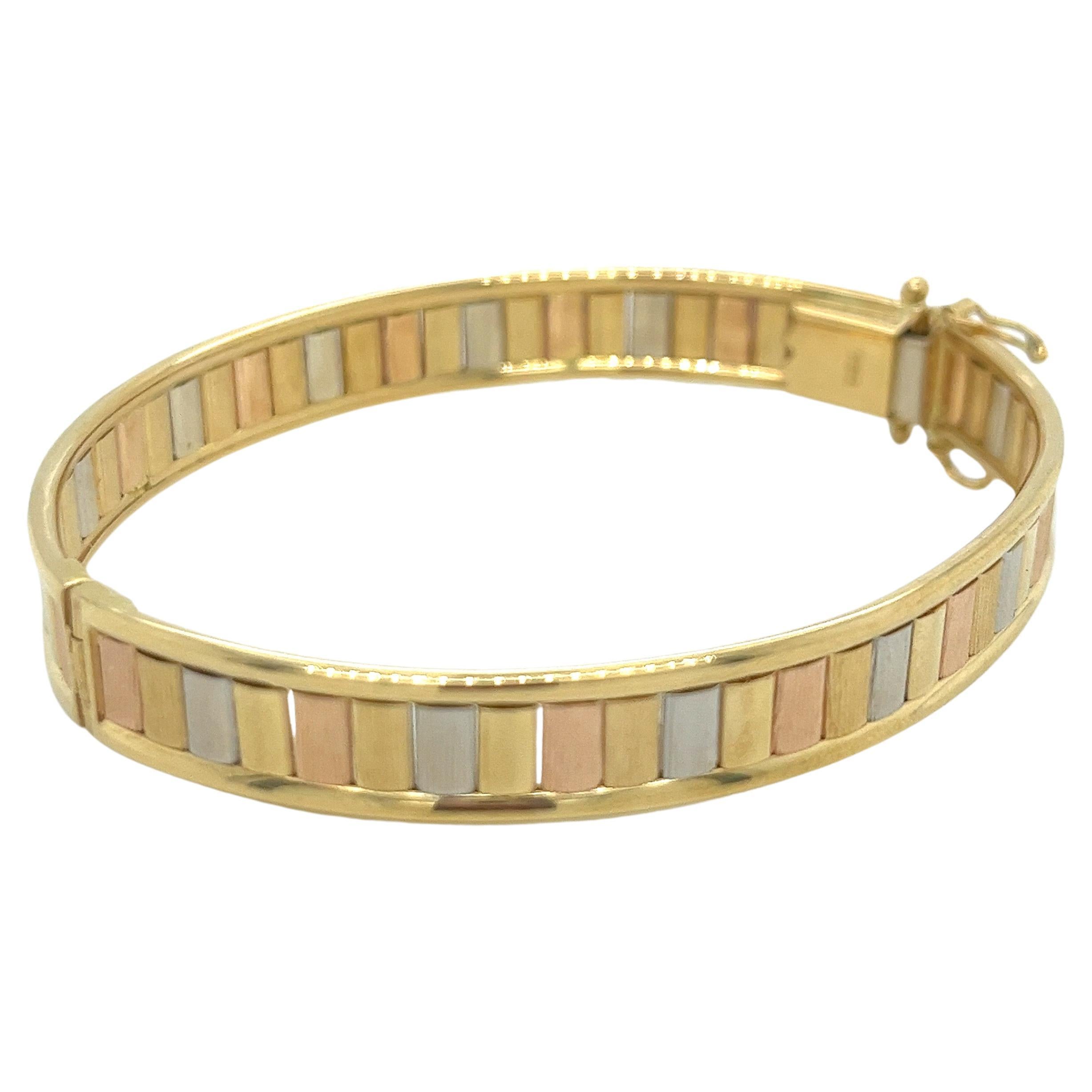 Vintage 18k Tri Color Gold Bangle Bracelet