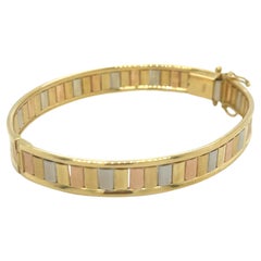 Retro 18k Tri Color Gold Bangle Bracelet