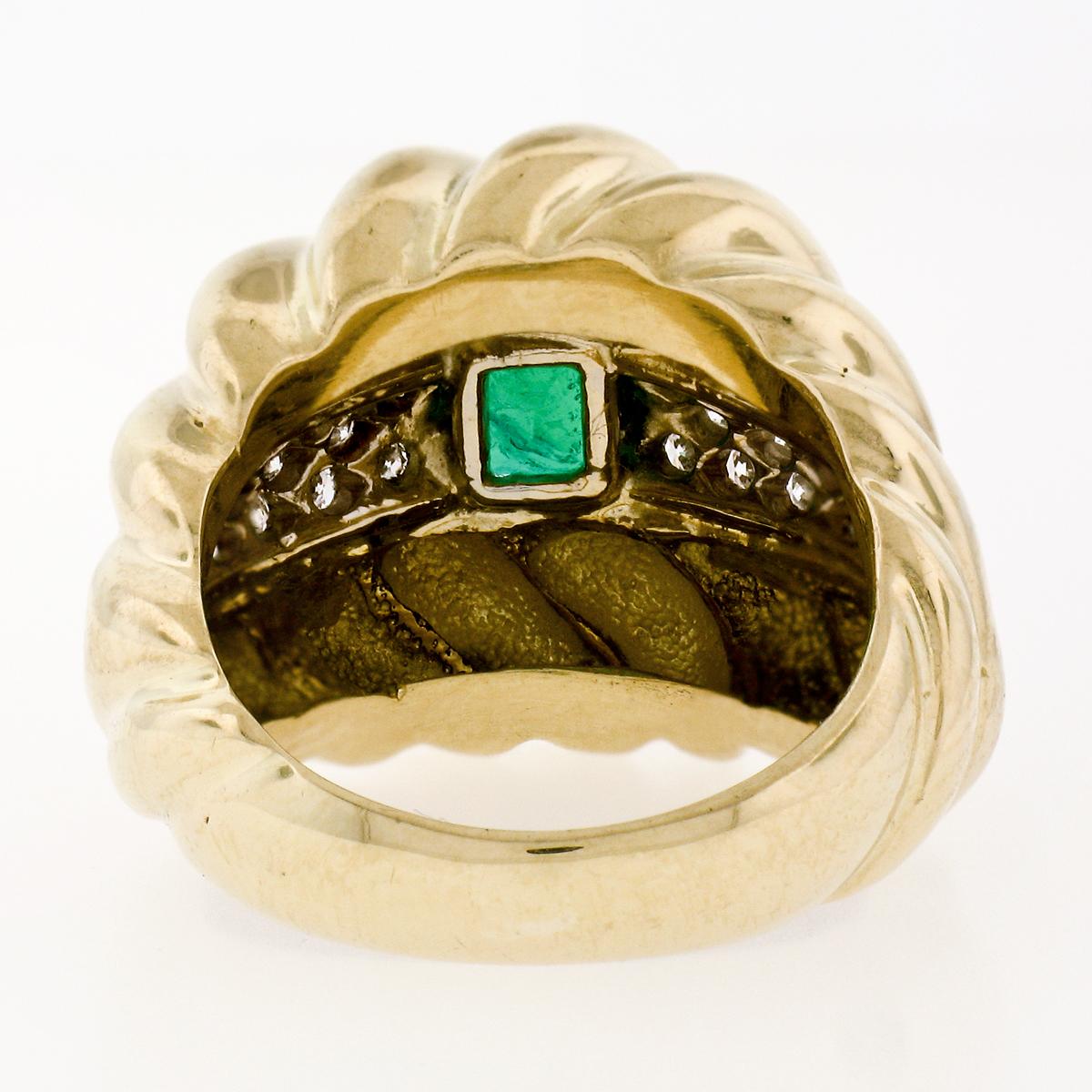 Vintage 18K TT Gold 2.29ctw GIA Colombian Emerald & Diamond Cocktail Ring For Sale 2