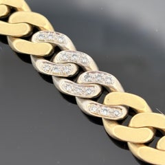 Vintage 18k Two-Tone Curb Link Pavé Diamond Bracelet