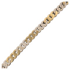 Vintage 18k Two-Tone Curb Link Pavé Diamond Bracelet