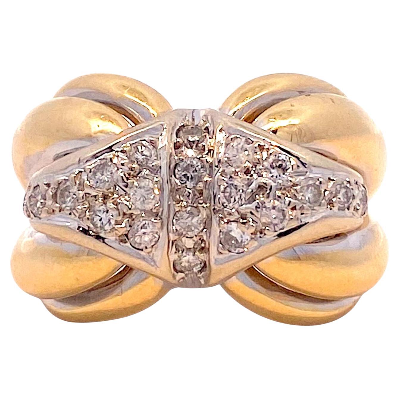 Vintage 18K Two Tone Diamond Cocktail Ring