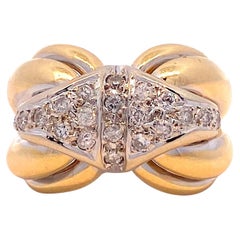 Vintage 18K Two Tone Diamond Cocktail Ring