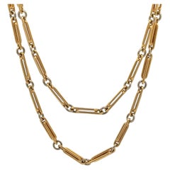 Vintage 18k Two Tone Gold 23" Wonderful Interlocking Link Chain Necklace
