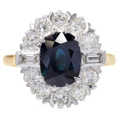 Vintage 18k Two Tone Gold 2.39ct Sapphire and Diamond Ring
