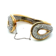 Vintage 18K Two Tone Gold Bangle Bracelet with 20.7 Carat Round G-VS Diamonds