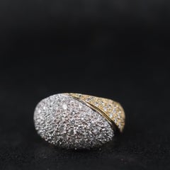 Vintage 18K Two Tone Gold Diamond Swirl Ring
