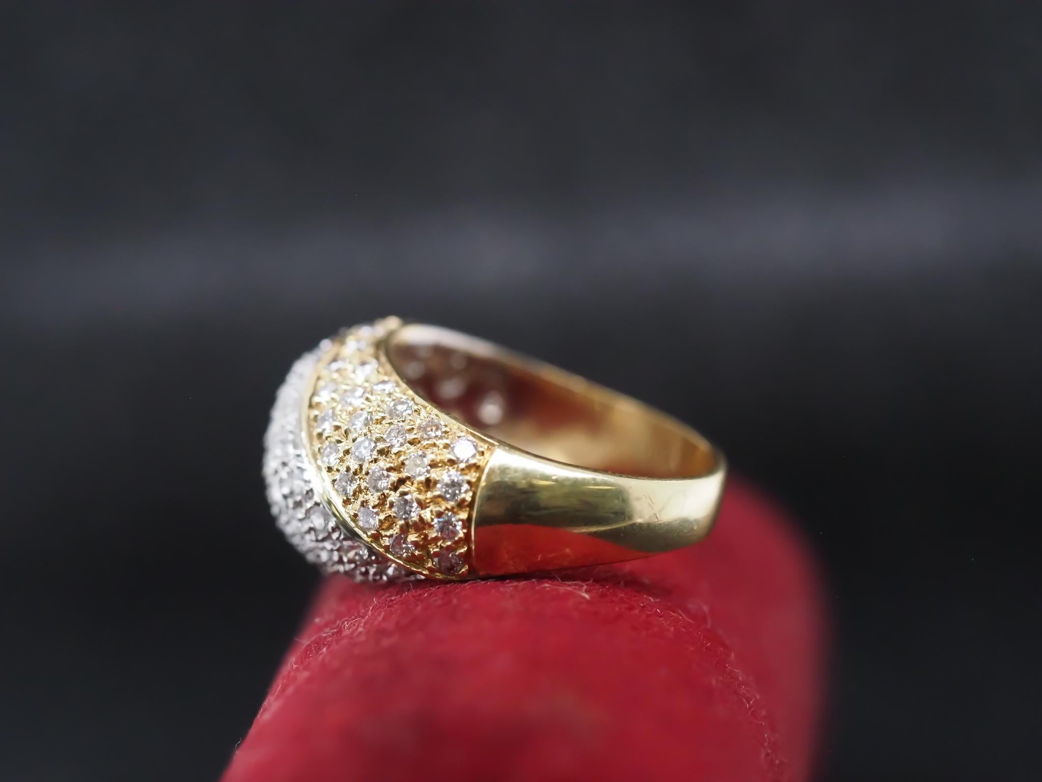 Vintage 18K Two Tone Gold Diamond Swirl Ring For Sale 3