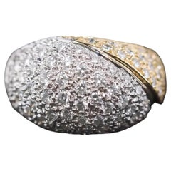 Vintage 18K Two Tone Gold Diamond Swirl Ring