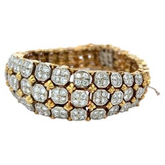 Bracciale vintage a maglie in oro bicolore 18 carati con diamanti rotondi da 7,25 carati