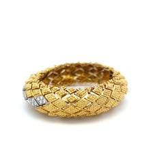 Bracelet vintage à maillons en or bicolore 18 carats (or et platine) serti de diamants ronds de 1,8 carat (couleur J, pureté SI)