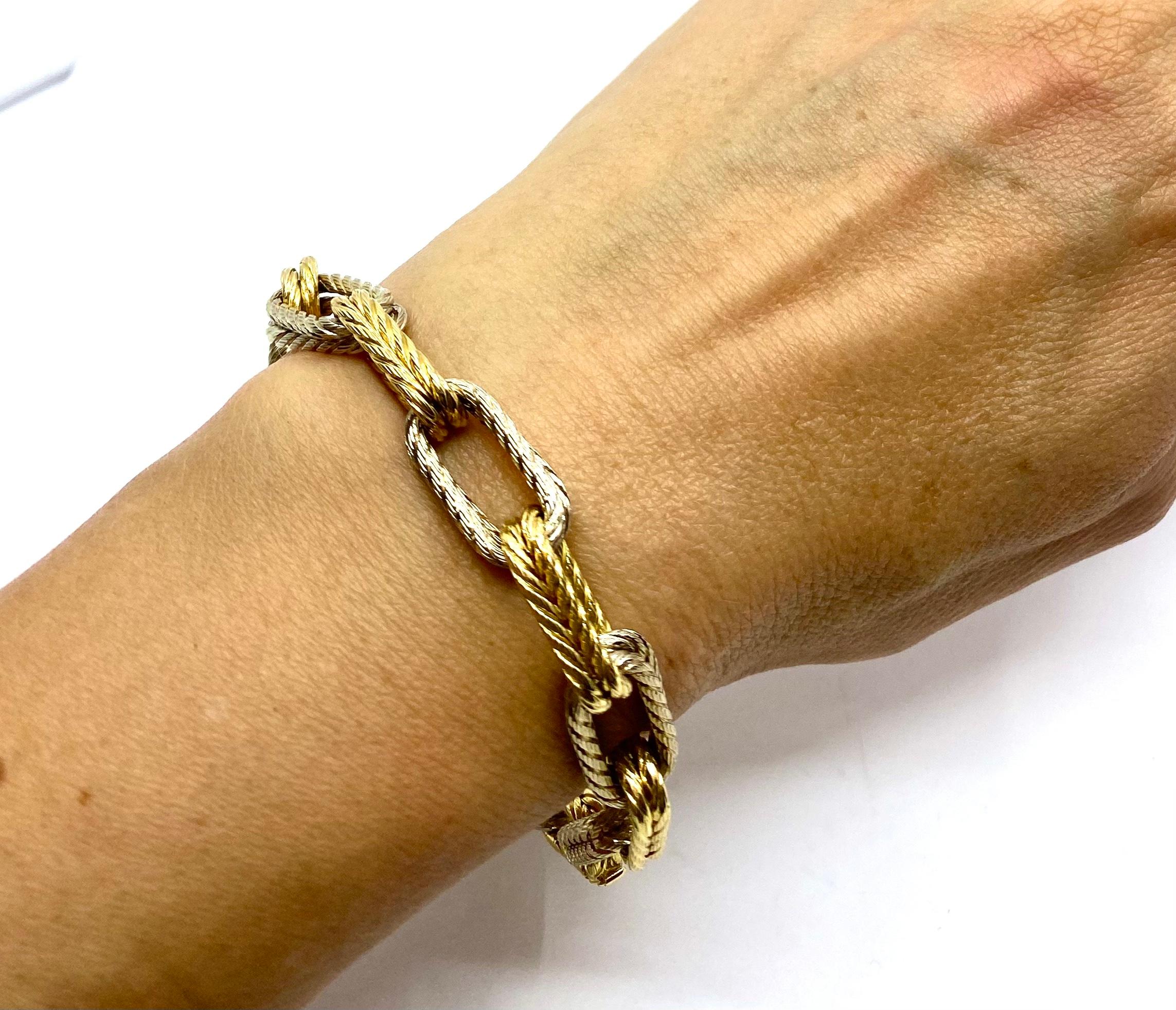 Carlo Weingrill 18k Two-Tone Gold Rope Chain Bracelet In Excellent Condition For Sale In Beverly Hills, CA