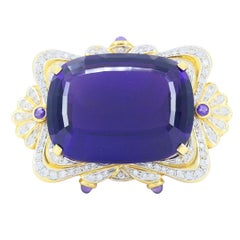 Vintage 18k Two-tone Gold Siberian Amethyst Diamond Pin Brooch