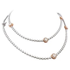 Vintage 18K Two Tone Gold Station Necklace with 13 Carat Diamond 40.5 Grams