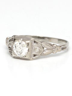 Vintage 18K WG Diamond Engagement Ring 18K WG 0.50ct I-SI1 1930s