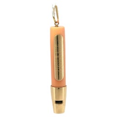 Vintage 18K Whistle Pendant Coral 18K Yellow Gold "If You Need Me, Just Whistle"