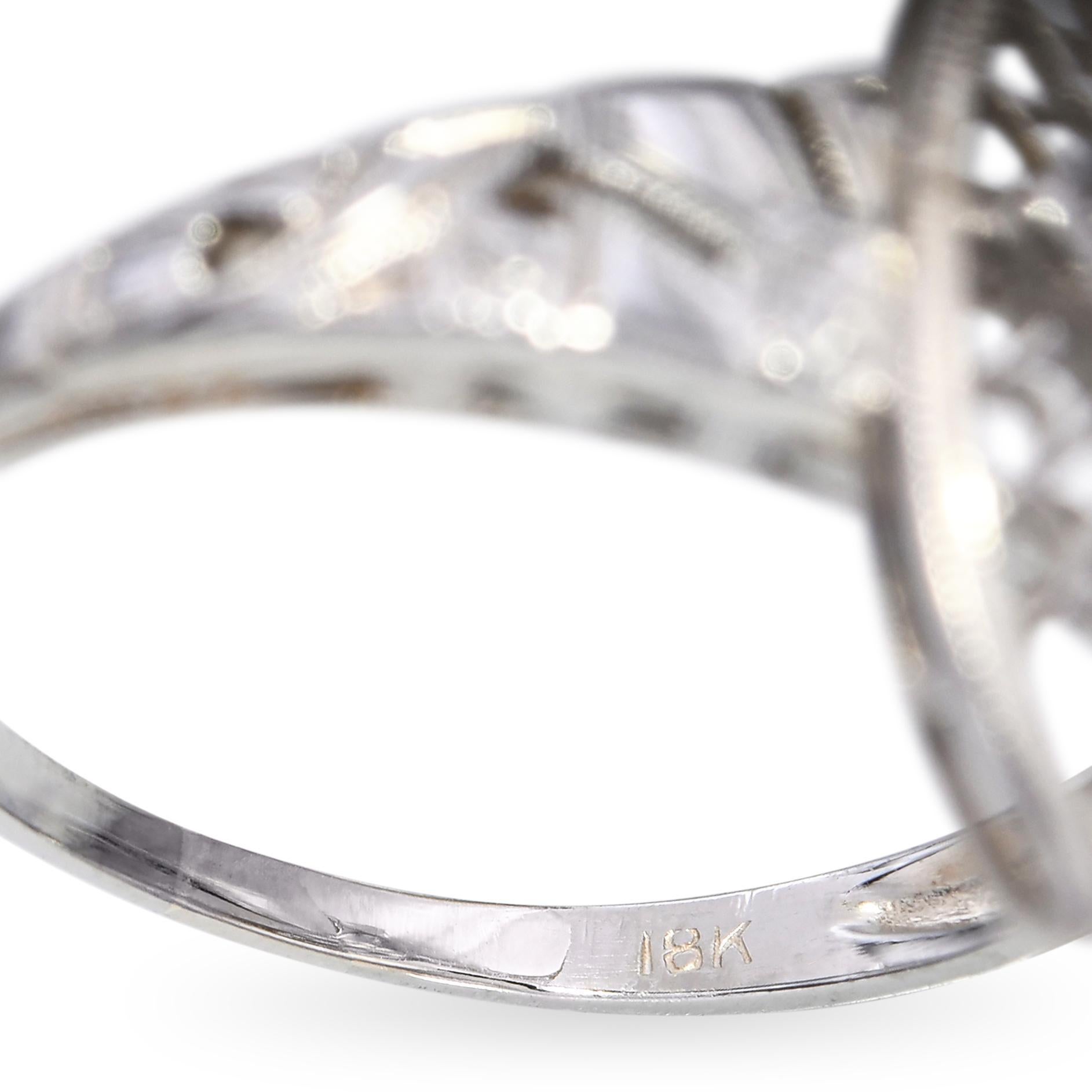 Vintage 18k Weißgold 0,15ct Old Euro Diamond Filigree Ring im Angebot 2
