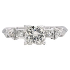 Vintage 18k White Gold 0.52tcw Diamond Engagement Ring