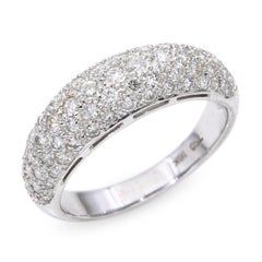 Vintage 18k White Gold 1.01tcw Diamond Pave Dome Ring