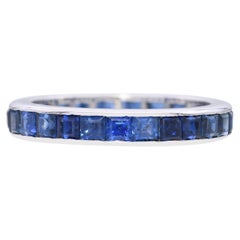 Vintage 18k White Gold 1.05tcw Sapphire Channel Set Band Ring