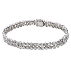 Bracciale tennis vintage in oro bianco 18k con diamanti da 1,32tcw