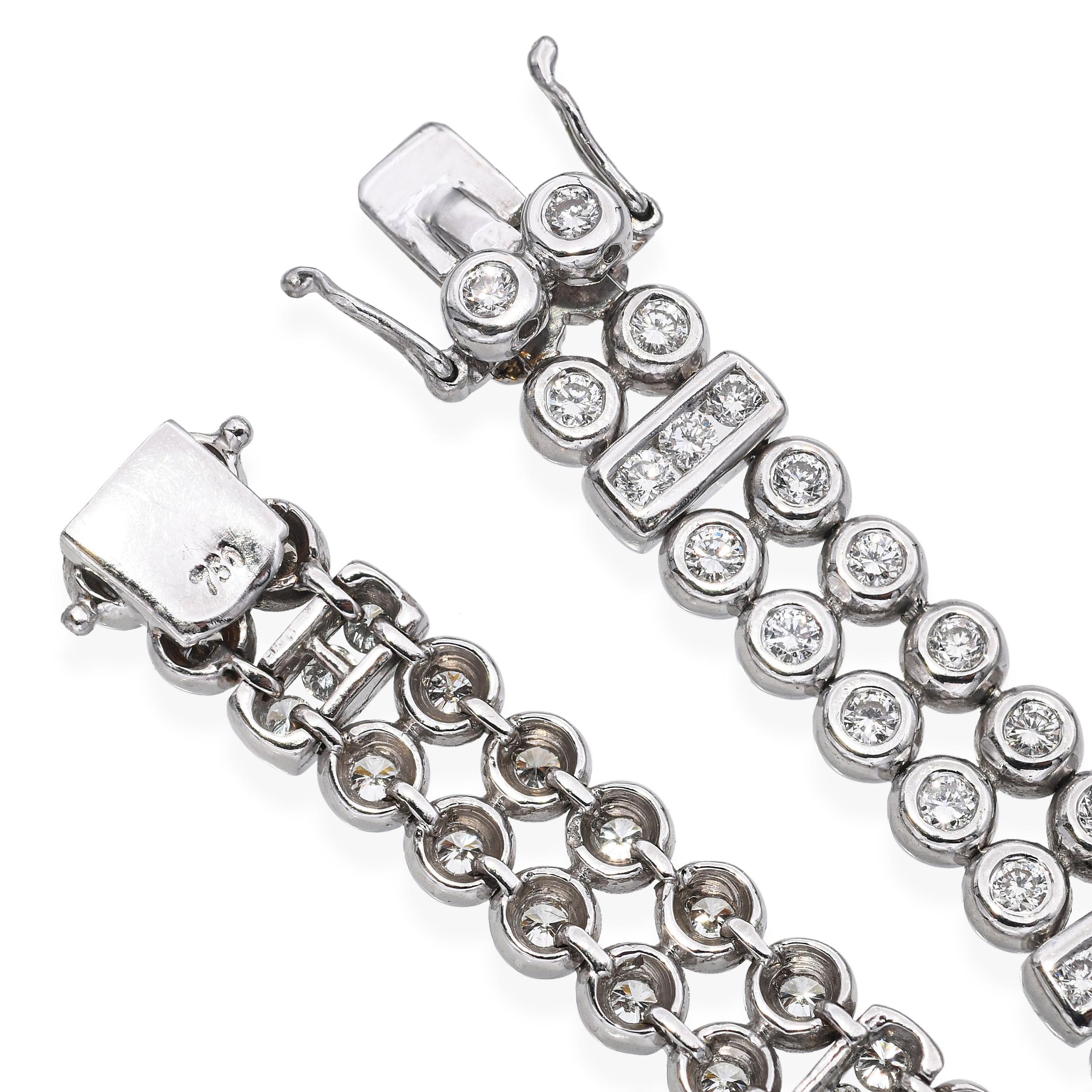 Vintage 18k White Gold 1.32tcw Diamond Tennis Bracelet For Sale 1