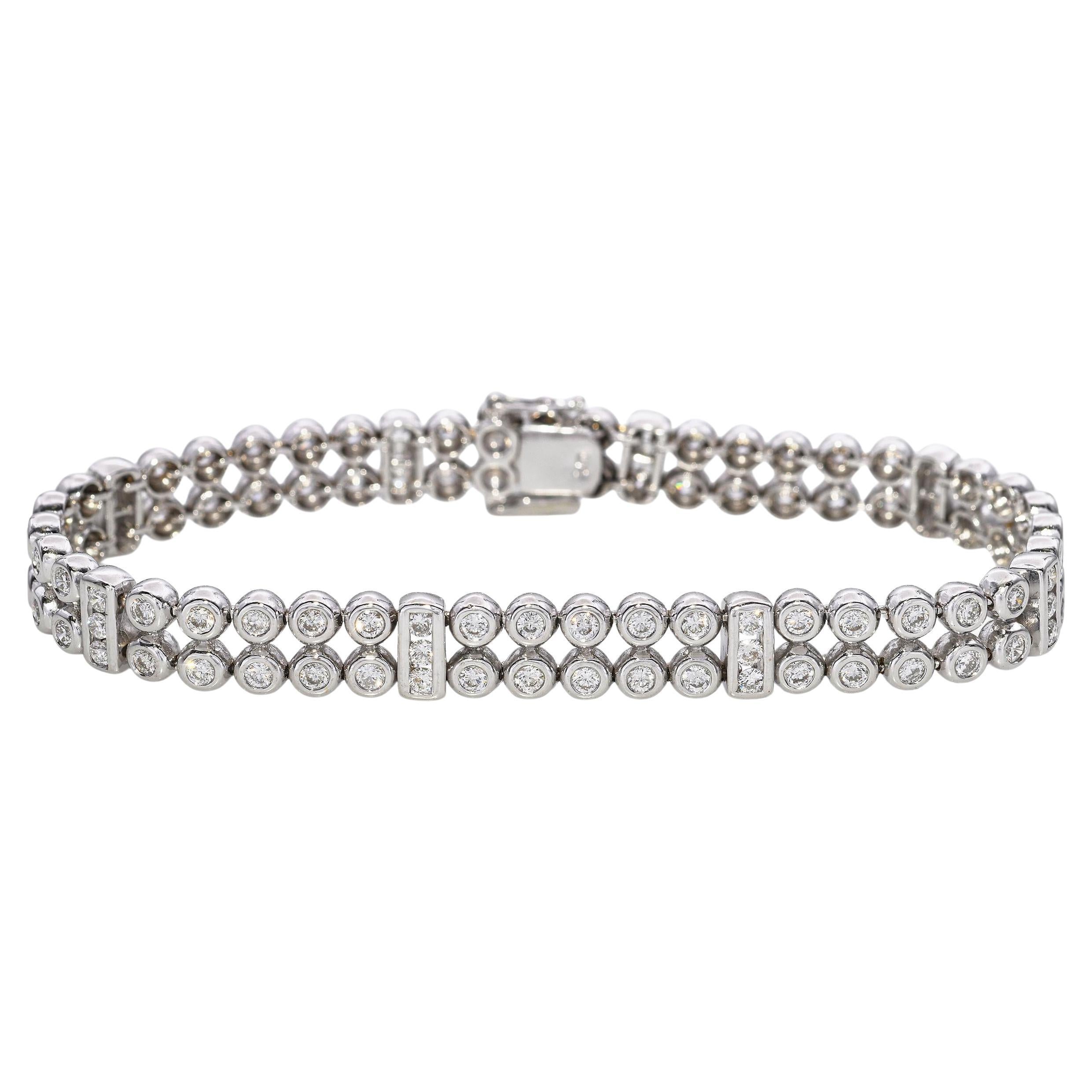 Vintage 18k White Gold 1.32tcw Diamond Tennis Bracelet For Sale
