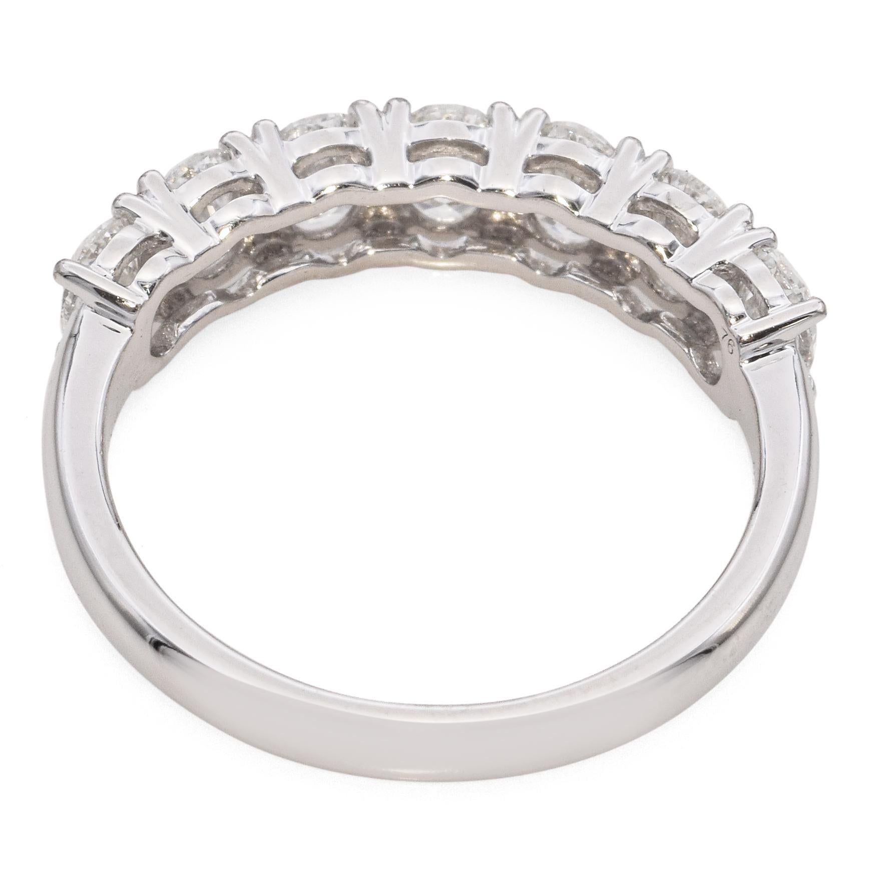 Women's Vintage 18k White Gold 1.54tcw Oval Diamond Semi Eternity Band For Sale