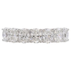 Vintage 18k White Gold 1.54tcw Oval Diamond Semi Eternity Band