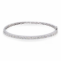 Vintage 18k White Gold 1.76tcw Diamond Hinged Bangle Bracelet
