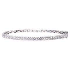 Vintage 18k White Gold 1.76tcw Diamond Hinged Bangle Bracelet