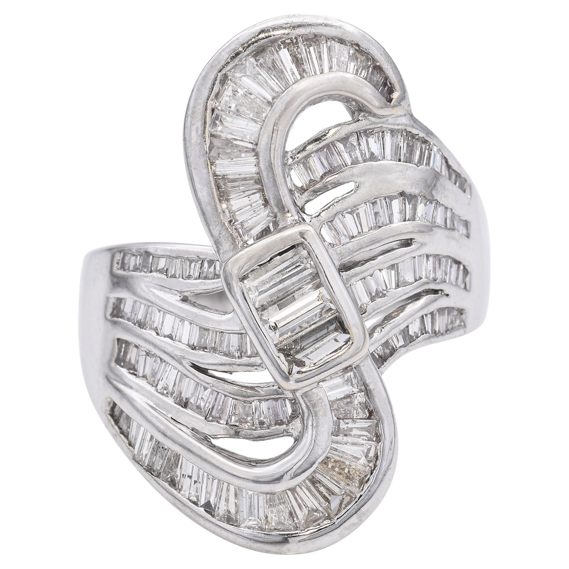 Anello vintage in oro bianco 18k con diamante da 1,79tcw