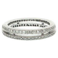 Vintage 18k Weißgold 1ctw Single Cut Diamond 2 Stack Look Eternity Band Ring Vintage 18k Weißgold 1ctw Single Cut Diamond 2 Stack Look Eternity Band Ring